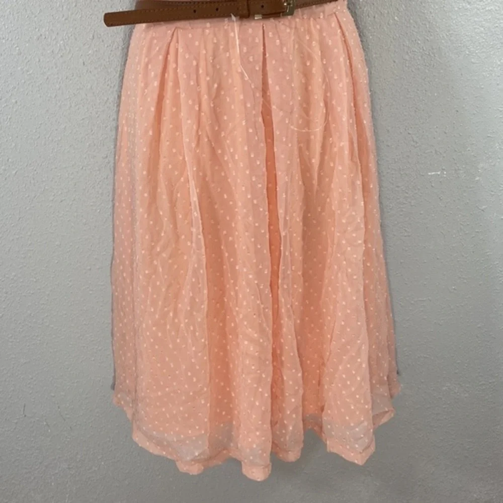 NWT Lindy Bop Cheronda Peach Chiffon Textured Sleeveless Fit Flare Dress 8 WW4